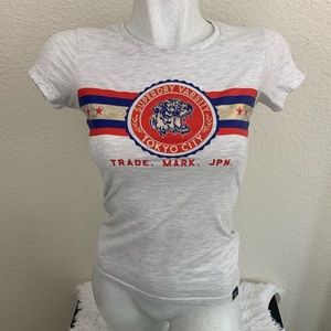 SuperDry Women Basic T-Shirt Top Sz 2 Printed